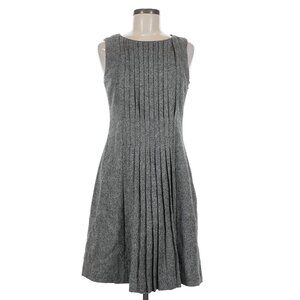 Tory Burch Gray Metallic Wool Blend Pleated Dress